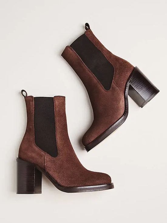 Anthropologie Shoes - Anthropologie Brown Suede Chelsea Block Heel Booties